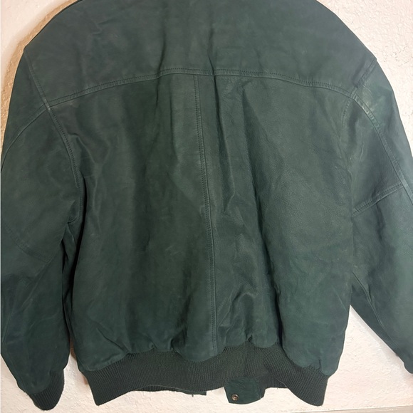 Boundary Waters 100% Leather Bomber Jacket – Size M (Forest Green) - Picture 3 of 3